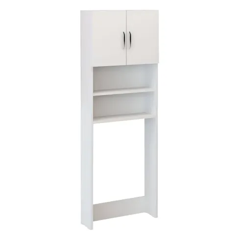 Mobile Coprilavatrice con Ripiani e 2 Ante da Interno 64x20x180 cm Bianco