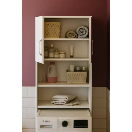 Mobile Coprilavatrice con Ripiani e 2 Ante da Interno 64x20x180 cm Bianco