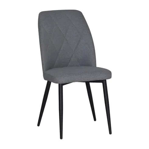 Set 4 Sedie in Tessuto Grigio Eleganti da Pranzo Imbottite Gambe Nere