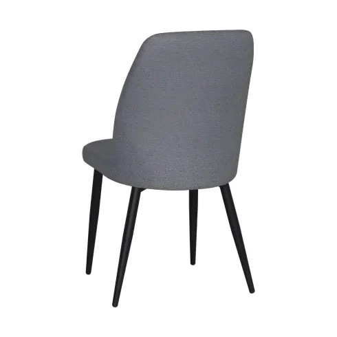 Set 4 Sedie in Tessuto Grigio Eleganti da Pranzo Imbottite Gambe Nere
