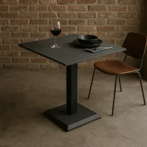 Tavolo Quadrato Nero Ossido 68x68 cm da Soggiorno Moderno Gambe Metallo 2