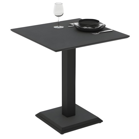 Tavolo Quadrato Nero Ossido 68x68 cm da Soggiorno Moderno Gambe Metallo