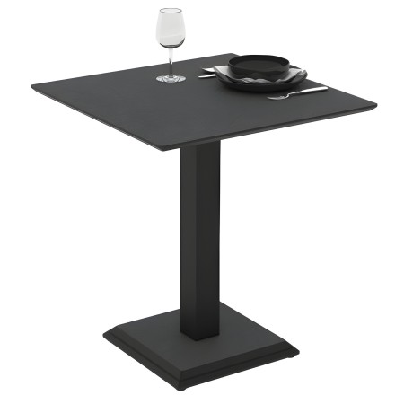 Tavolo Quadrato Nero Ossido 68x68 cm da Soggiorno Moderno Gambe Metallo