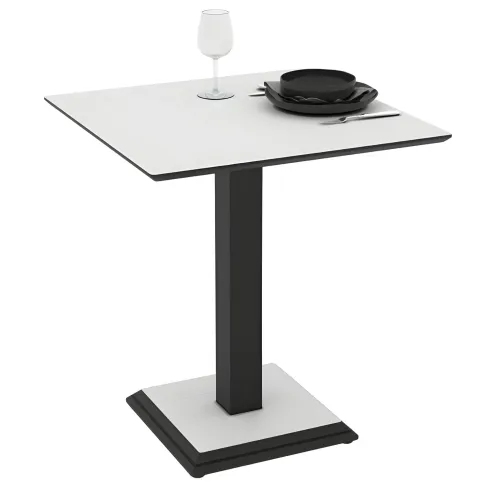 Tavolo Quadrato Bianco Frassinato 68x68 cm da Pranzo Moderno Gambe Metallo