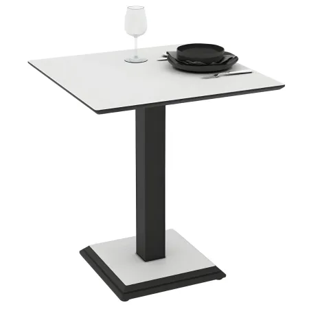 Tavolo Quadrato Bianco Frassinato 68x68 cm da Pranzo Moderno Gambe Metallo