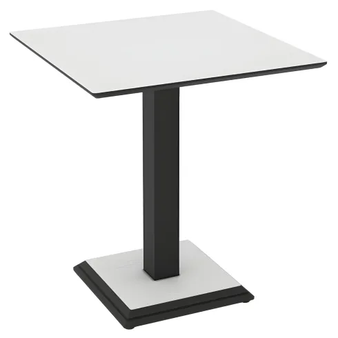 Tavolo Quadrato Bianco Frassinato 68x68 cm da Pranzo Moderno Gambe Metallo