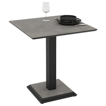 Tavolo Quadrato Grigio Cemento 68x68 cm da Pranzo Moderno Gambe Metallo
