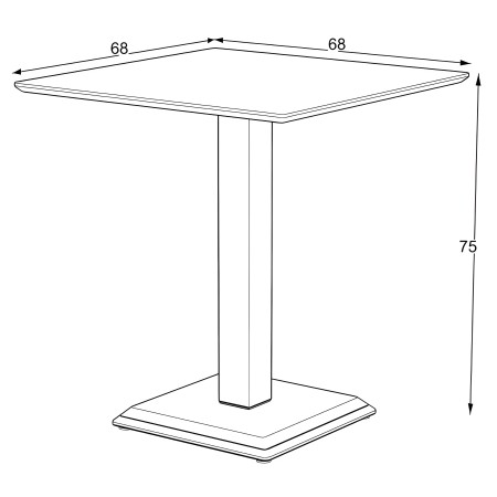 Tavolo Quadrato Grigio Cemento 68x68 cm da Pranzo Moderno Gambe Metallo