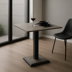 Tavolo Quadrato Grigio Cemento 68x68 cm da Pranzo Moderno Gambe Metallo 2