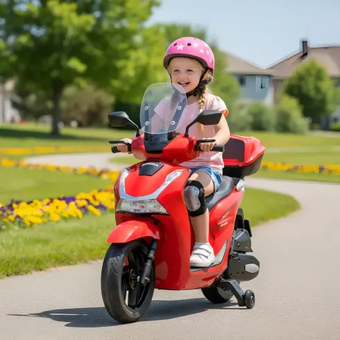 Moto Elettrica per Bambini 12V Scooter Rosso Honda SH125