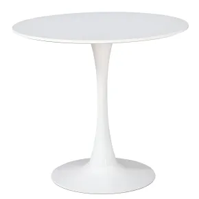 Tavolo da Salotto Tondo Bianco con Base in metallo 90 x 73 cm