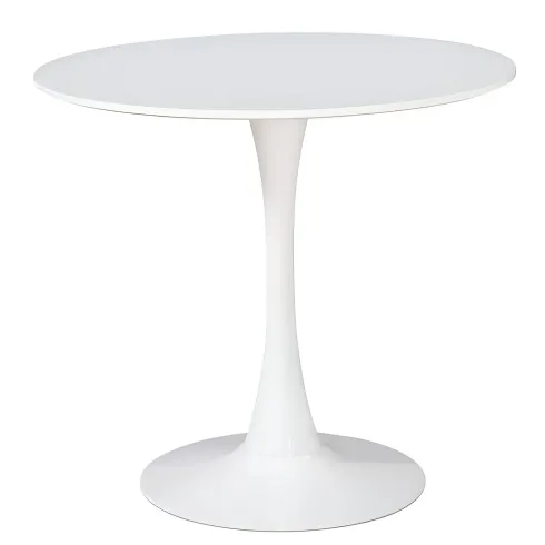 Tavolo da Salotto Tondo Bianco con Base in metallo 90 x 73 cm