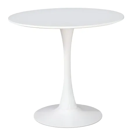 Tavolo da Salotto Tondo Bianco con Base in metallo 90 x 73 cm