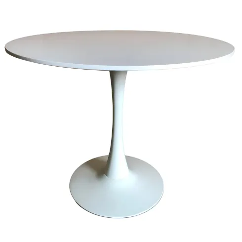 Tavolo da Salotto Tondo Bianco con Base in metallo 90 x 73 cm