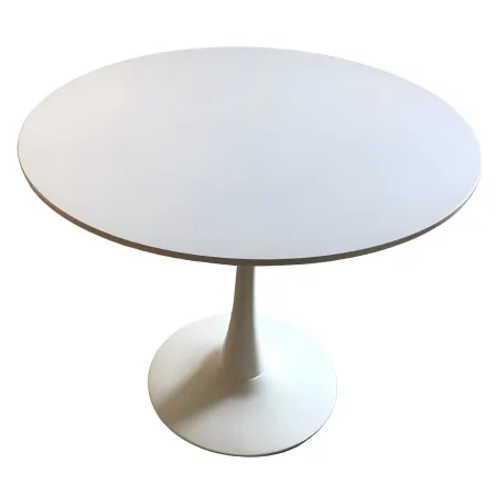 Tavolo da Salotto Tondo Bianco con Base in metallo 90 x 73 cm