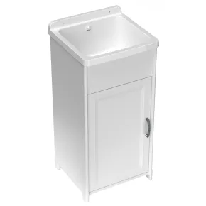Mobile Lavanderia Compatto in Resina con Pilozzo Bianco 41x37x85 cm