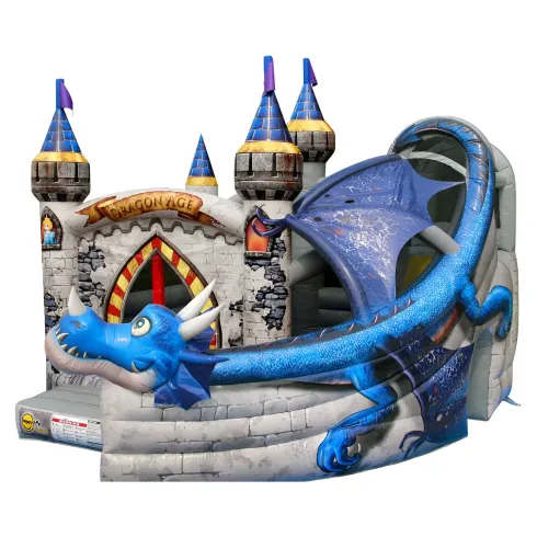 Castello Gonfiabile per Bambini Drago con Scivolo Professionale