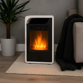 Stufa a Bioetanolo Ventilata 3 kW a Pavimento Bruciatore 1,5 lt Bianco 2