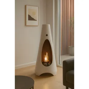 Stufa a Bioetanolo Conica Statica 3 kW Bruciatore Rotondo Bianco 2