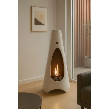 Stufa a Bioetanolo Conica Statica 3 kW Bruciatore Rotondo Bianco