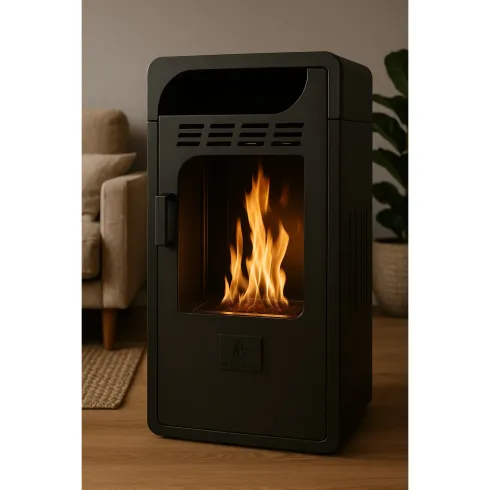 Stufa a Bioetanolo Ventilata 3 kW a Pavimento Bruciatore 1,5 lt Nero