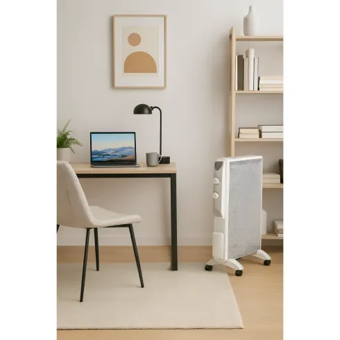 Radiatore Elettrico Potenza Regolabile 1000-1500 W Pannello in Mica Bianco