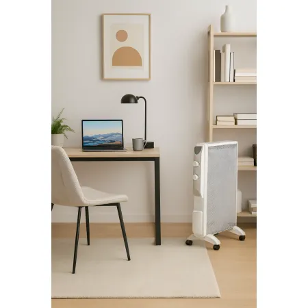 Radiatore Elettrico Potenza Regolabile 1000-1500 W Pannello in Mica Bianco