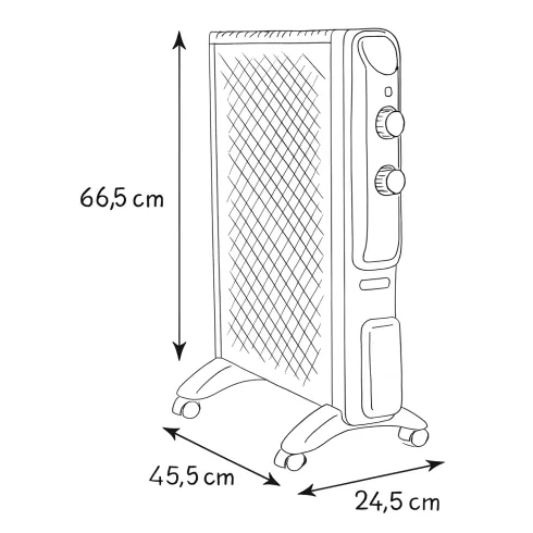 Radiatore Elettrico Potenza Regolabile 1000-1500 W Pannello in Mica Bianco
