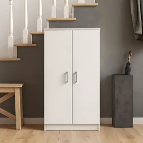 Scarpiera Salvaspazio in Legno Armadio Portascarpe Mobile 2 Ante con Ripiani 2