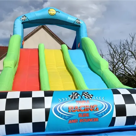 Castello Gonfiabile per Bambini da Esterno Triplo Scivolo e Arrampicata