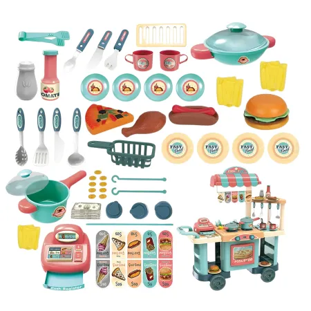 Set Cucina Giocattolo Fast Food per Bambini Completa con Accessori