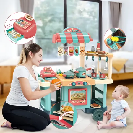Set Cucina Giocattolo Fast Food per Bambini Completa con Accessori