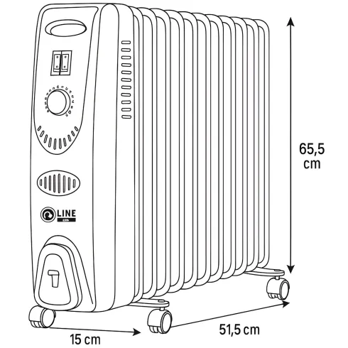 Radiatore Elettrico ad Olio 11 Elementi 2500W Regolabile Termostato