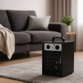 Stufa Elettrica Portatile 3000W Termoventilatore Regolabile Nero 2