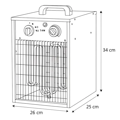 Stufa Elettrica Portatile 3000W Termoventilatore Regolabile Nero