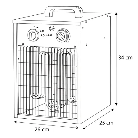 Stufa Elettrica Portatile 3000W Termoventilatore Regolabile Nero