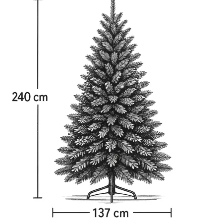 Albero di Natale Effetto Realistico Verde Altezza 240 cm in PVC PE