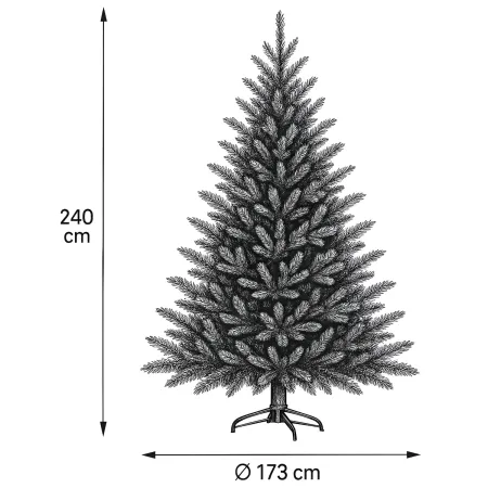 Albero di Natale Artificiale Altezza 240 cm Rami Realistici in PVC
