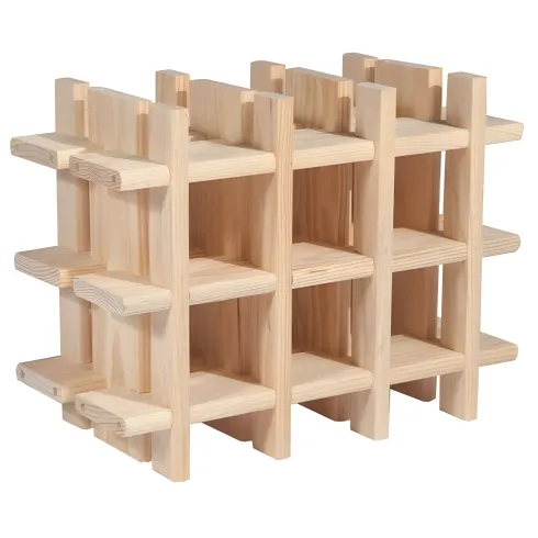 Portabottiglie in Legno Pino Naturale Espositore Modulare da Appoggio