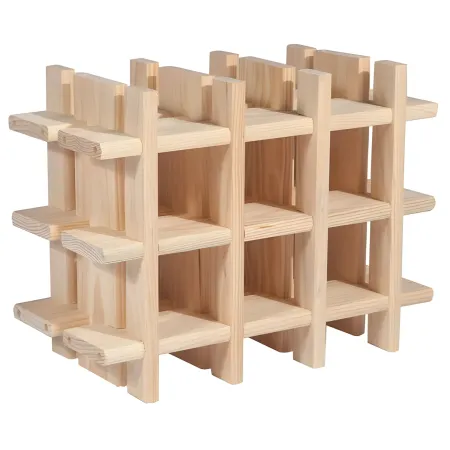 Portabottiglie in Legno Pino Naturale Espositore Modulare da Appoggio