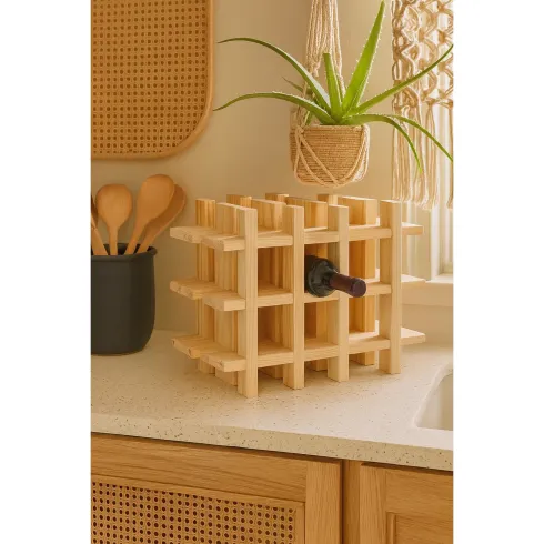 Portabottiglie in Legno Pino Naturale Espositore Modulare da Appoggio