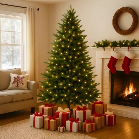 Albero di Natale Artificiale Altezza 210 cm Rami Realistici in PVC