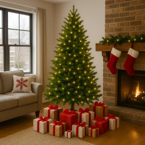 Albero di Natale Artificiale Altezza 180 cm Rami Realistici in PVC