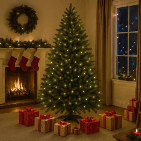 Albero di Natale Effetto Realistico Verde Altezza 180 cm in PVC PE