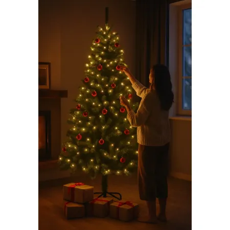 Albero di Natale 180 cm in PVC con Rami Folti Abete Realistico da Montare