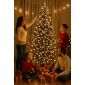 Albero di Natale con Rami Innevati in PVC Effetto Neve Realistico 210 cm 2