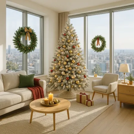 Albero di Natale con Effetto Neve Realistico 180 cm Rami Innevati in PVC