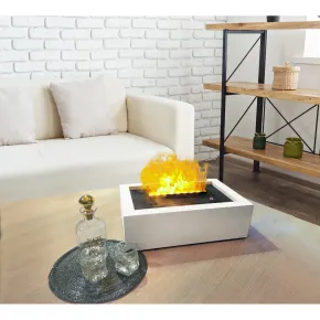 Camino Elettrico a Vapore da Tavolo Diffusore Effetto Fiamma Bianco 2