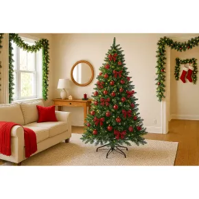 Albero di Natale 240 cm Pino con Rami Folto e Realistico in PVC Verde 2