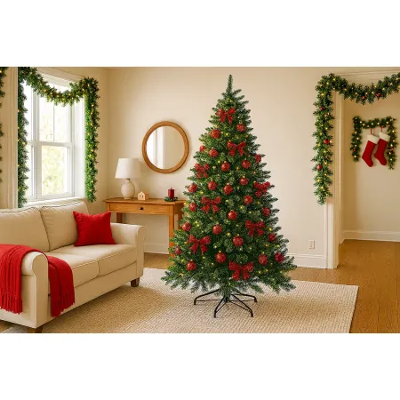 Albero di Natale 240 cm Pino con Rami Folto e Realistico in PVC Verde